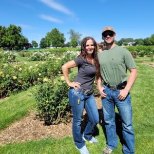 Judit and Isaac Crace at the rose garden in Lakeview Park in Nampa, Idaho, enjoying one of Nampa’s most loved local parks