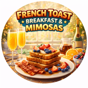 French toast breakfast and mimosas at Swirl Wine Shop and Lounge in Nampa, Idaho