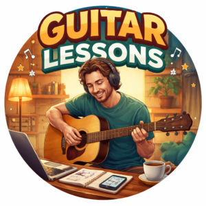 Guitar for Beginners class with Mike at the Nampa Library teaching basic chords and strumming