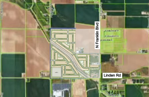 Highline Estates subdivision site plan map in Nampa Idaho near Franklin Blvd and Linden Road showing proposed 355 home development layout