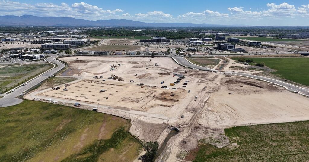 Aerial view of the District at Ten Mile development site in Meridian Idaho