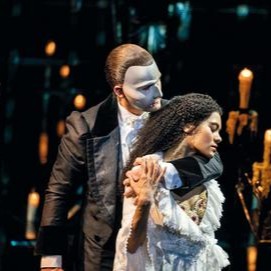 Performers portraying the Phantom and Christine during Music Theatre of Idaho's production of The Phantom of the Opera in Nampa, Idaho.