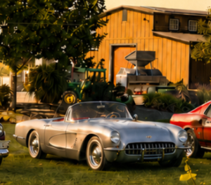 Classic vintage Corvette on display during the Vintages in the Vines event at Huston Vineyards near Caldwell, Idaho.