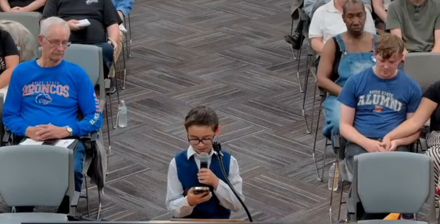 10-year-old Ezekiel Garcia speaks in support of the Nampa Public Library during the July 20, 2026 Nampa City Council meeting.