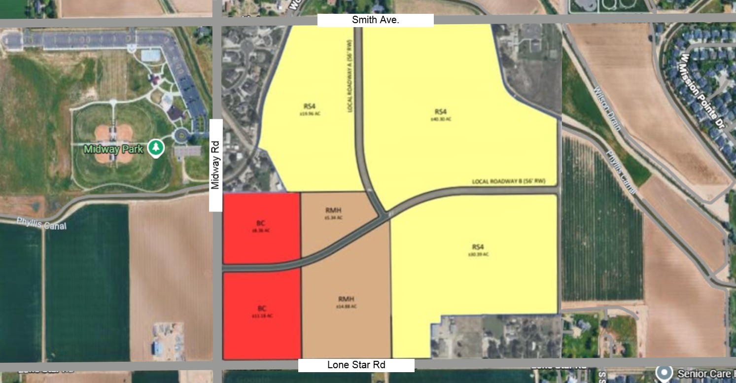 Lone Star master planned community map near Smith Avenue, Midway Road and Midway Park in Nampa, Idaho