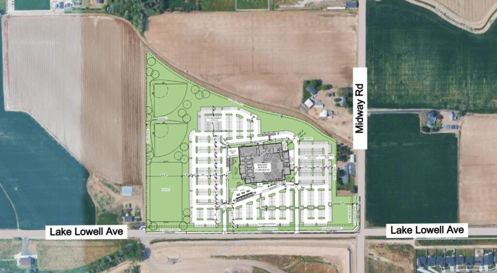 Grace Bible Church future site plan at Lake Lowell Avenue and Midway Road in Nampa, Idaho